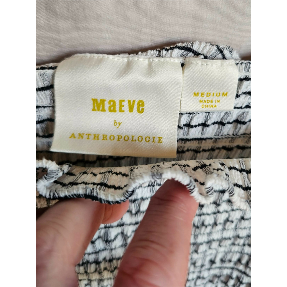 Anthropologie Maeve Crinkle Gingham Smocked Top Ruffle Flutter Sleeve Medium EUC - Picture 8 of 8